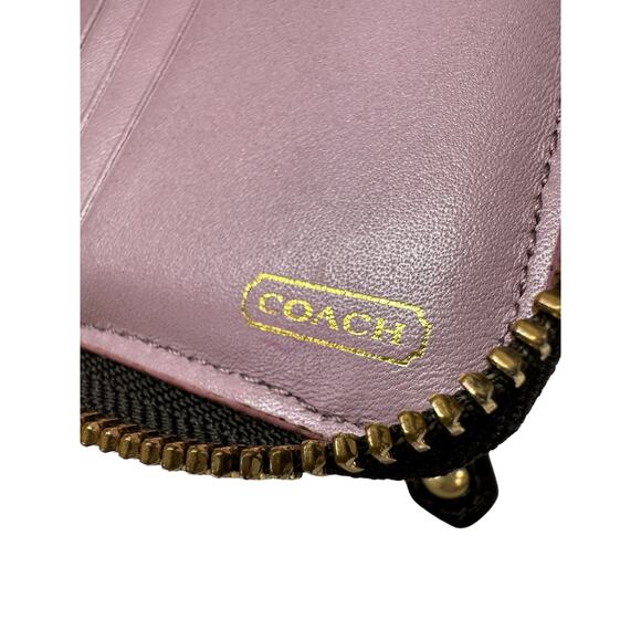 Coach Vintage Snap Horse Buggy Logo Small Card Wallet Monogram Lilac Leather - Picture 5 of 6